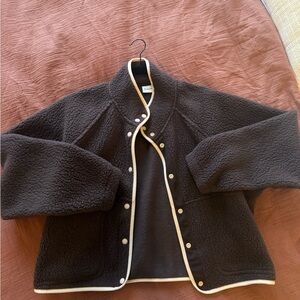 Sunday best chocolate brown fleece with pink piping